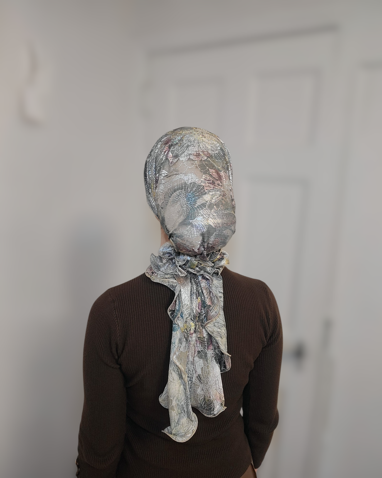 Rinati Multicolor Floral Long Scarf with Scrunchie - Keter Hayofi Mitpachot