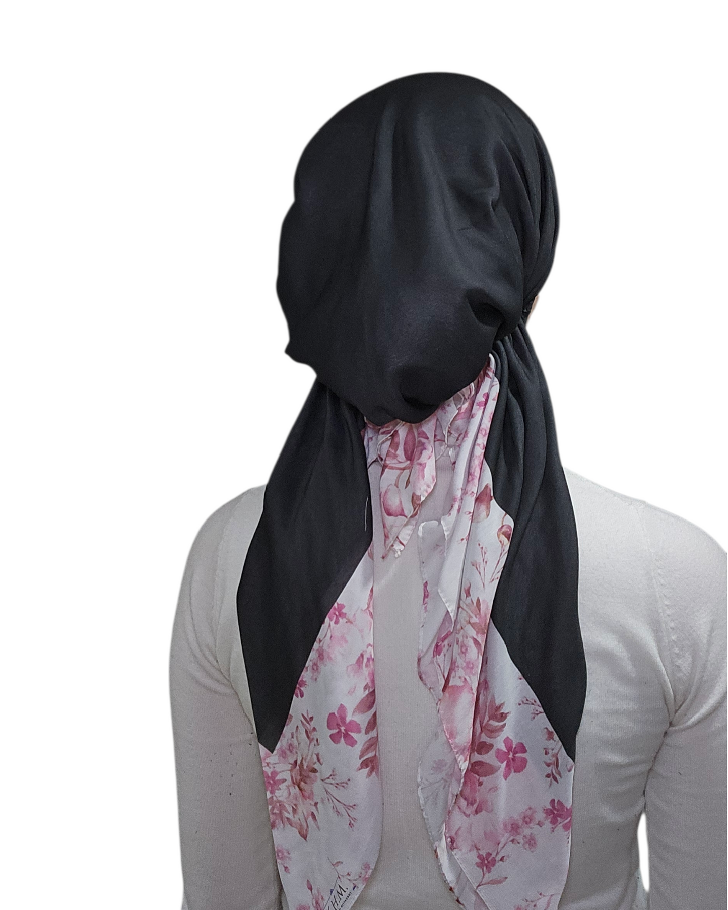 Ebony Pink Petals Square Scarf - Keter Hayofi Mitpachot