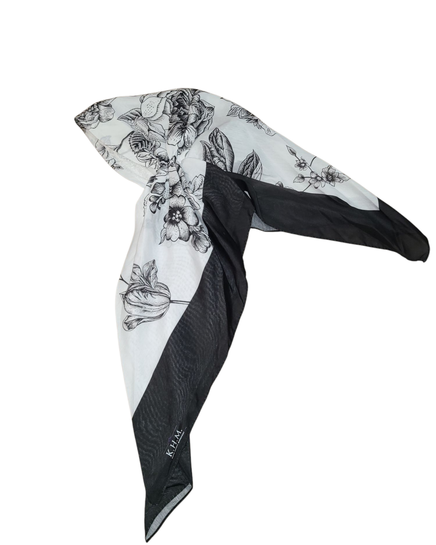 Vintage Pretied Scarf With Black Borders