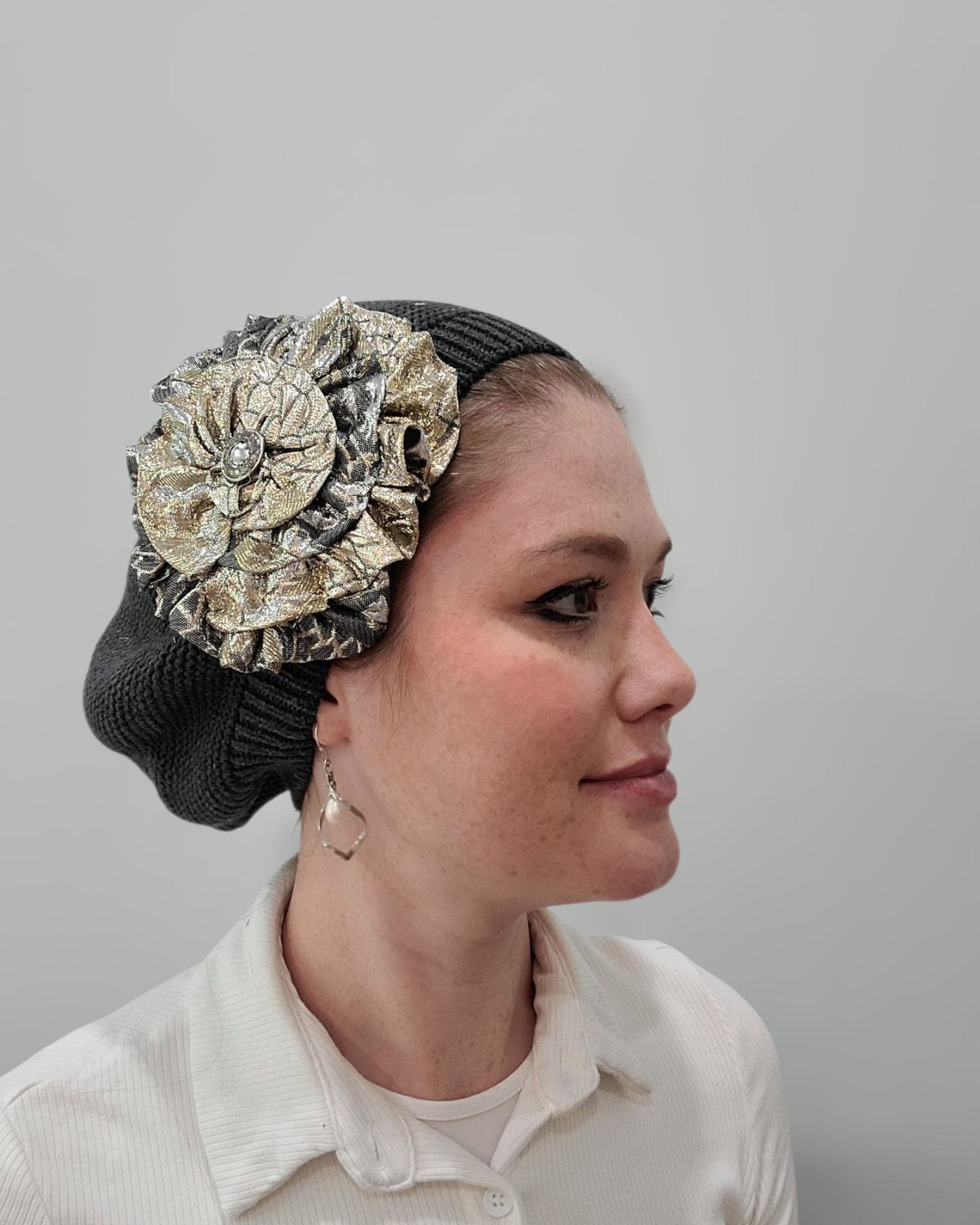 L/XL Dark Grey French Beret - Keter Hayofi Mitpachot