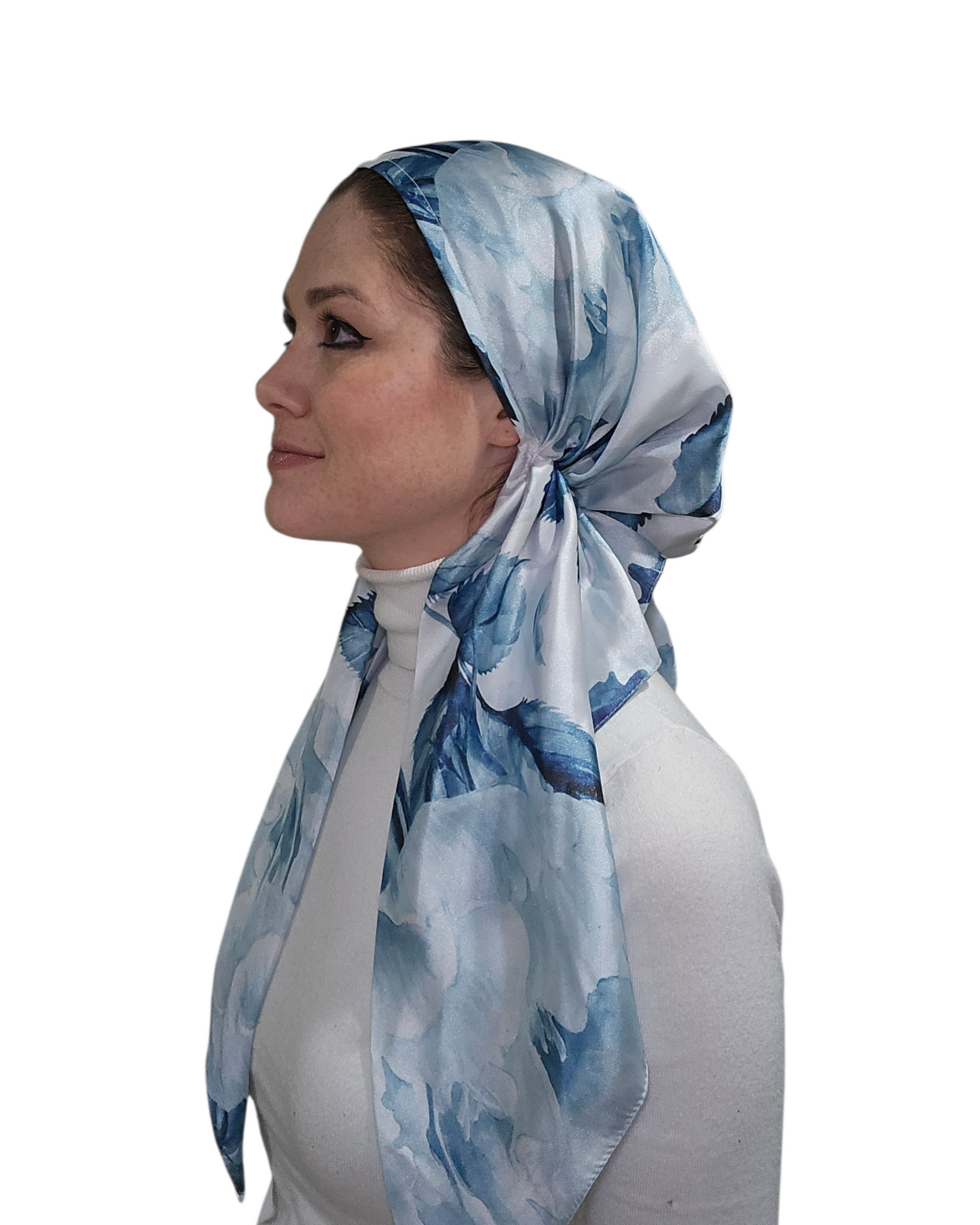 Watercolor Sky Petals Silky Square Scarf - Keter Hayofi Mitpachot