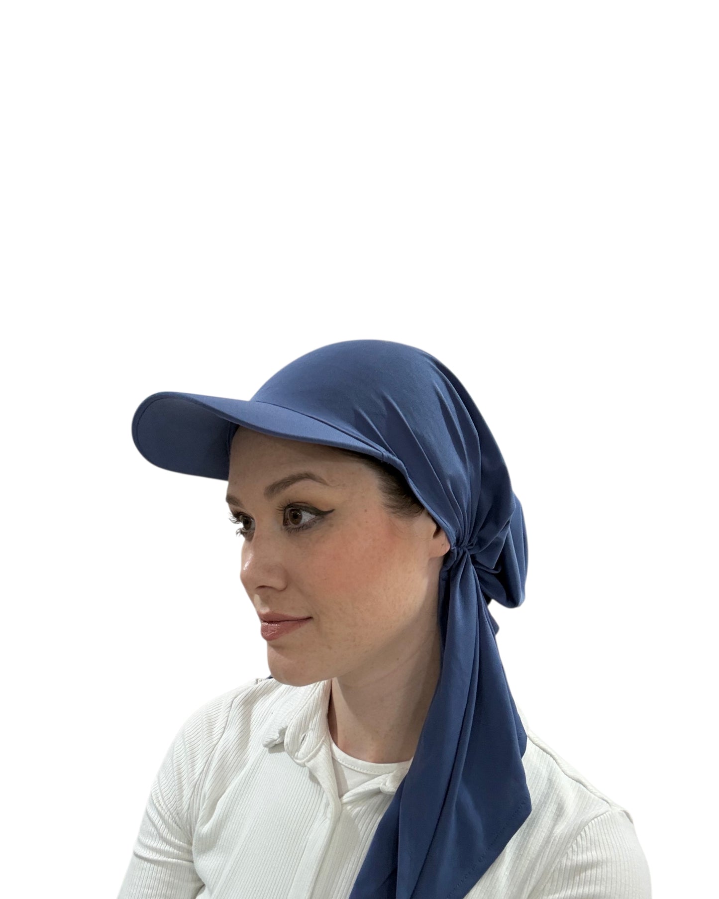 Swimming Pretied Scarf With Vizor With Shorter Tails - Keter Hayofi Mitpachot
