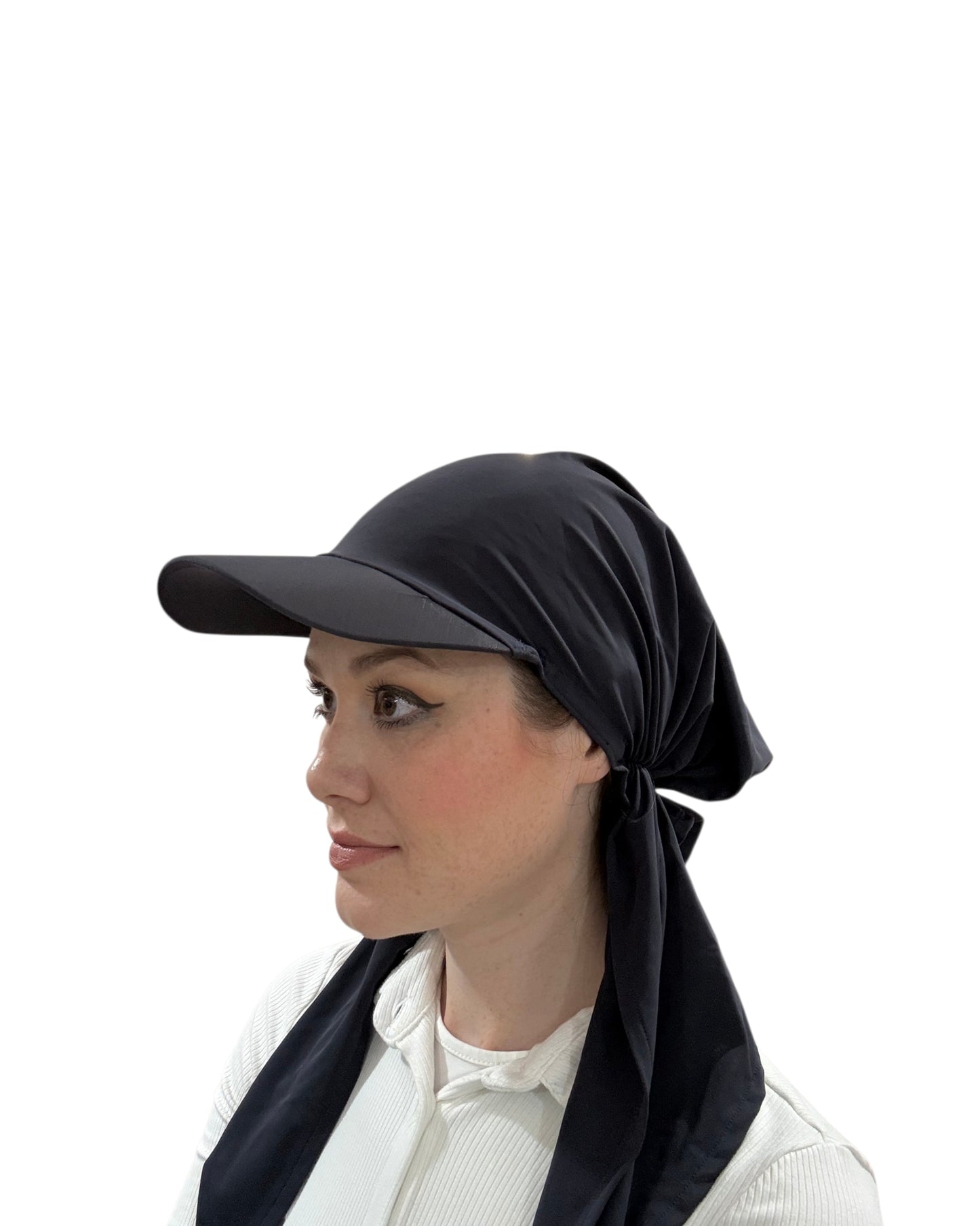 Swimming Pretied Scarf With Vizor With Shorter Tails - Keter Hayofi Mitpachot