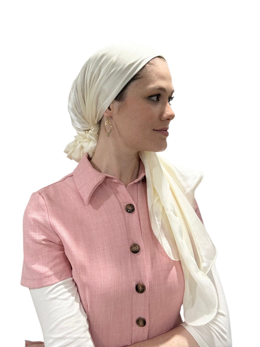Signature Solid Scarf With Scrunchie - Keter Hayofi Mitpachot