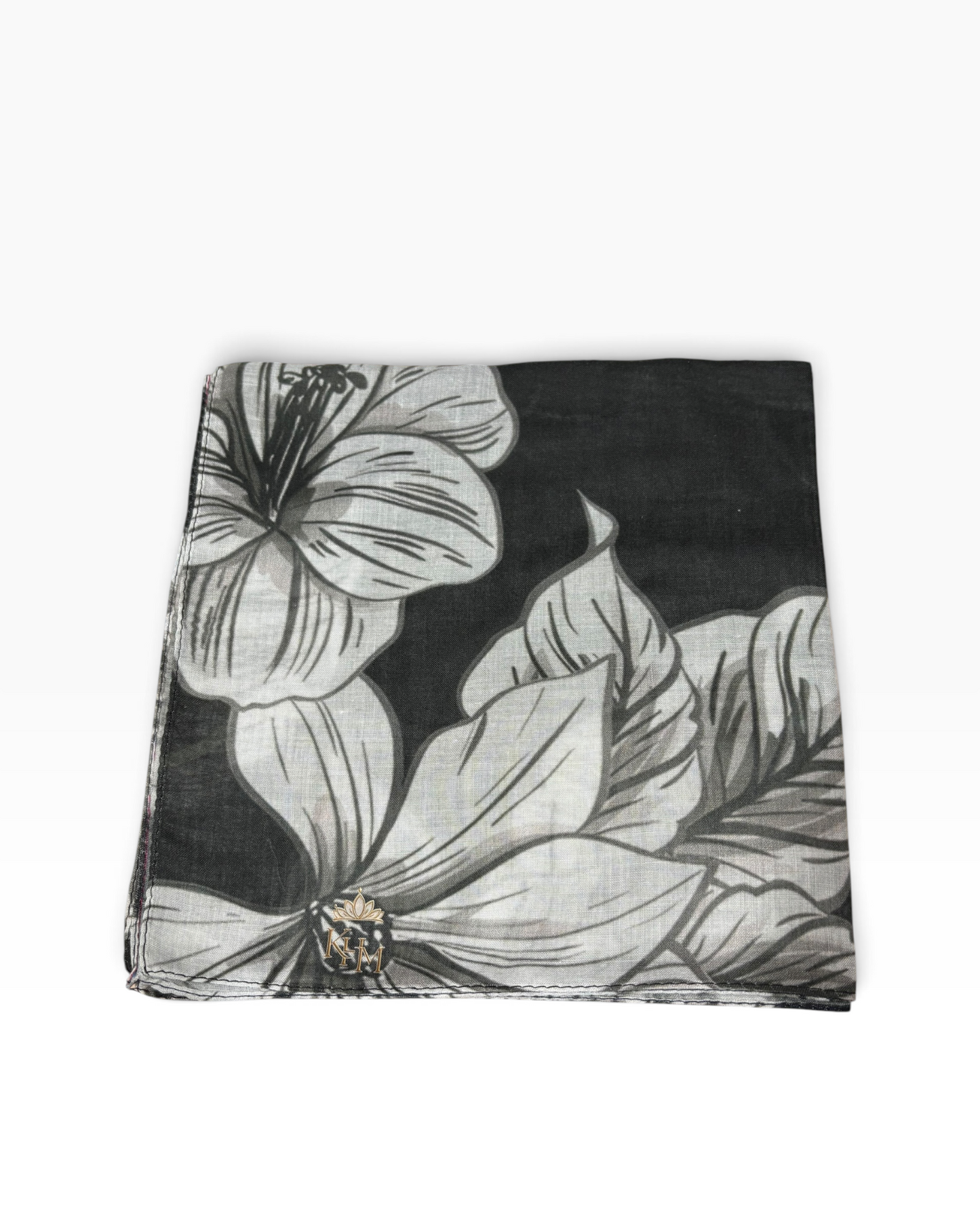 Bloom in Black Square Scarf