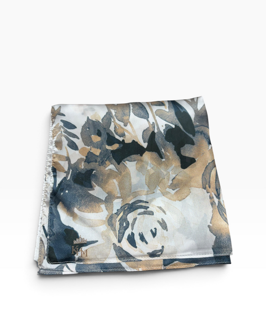 Slate Blossom Square Scarf - Keter Hayofi Mitpachot