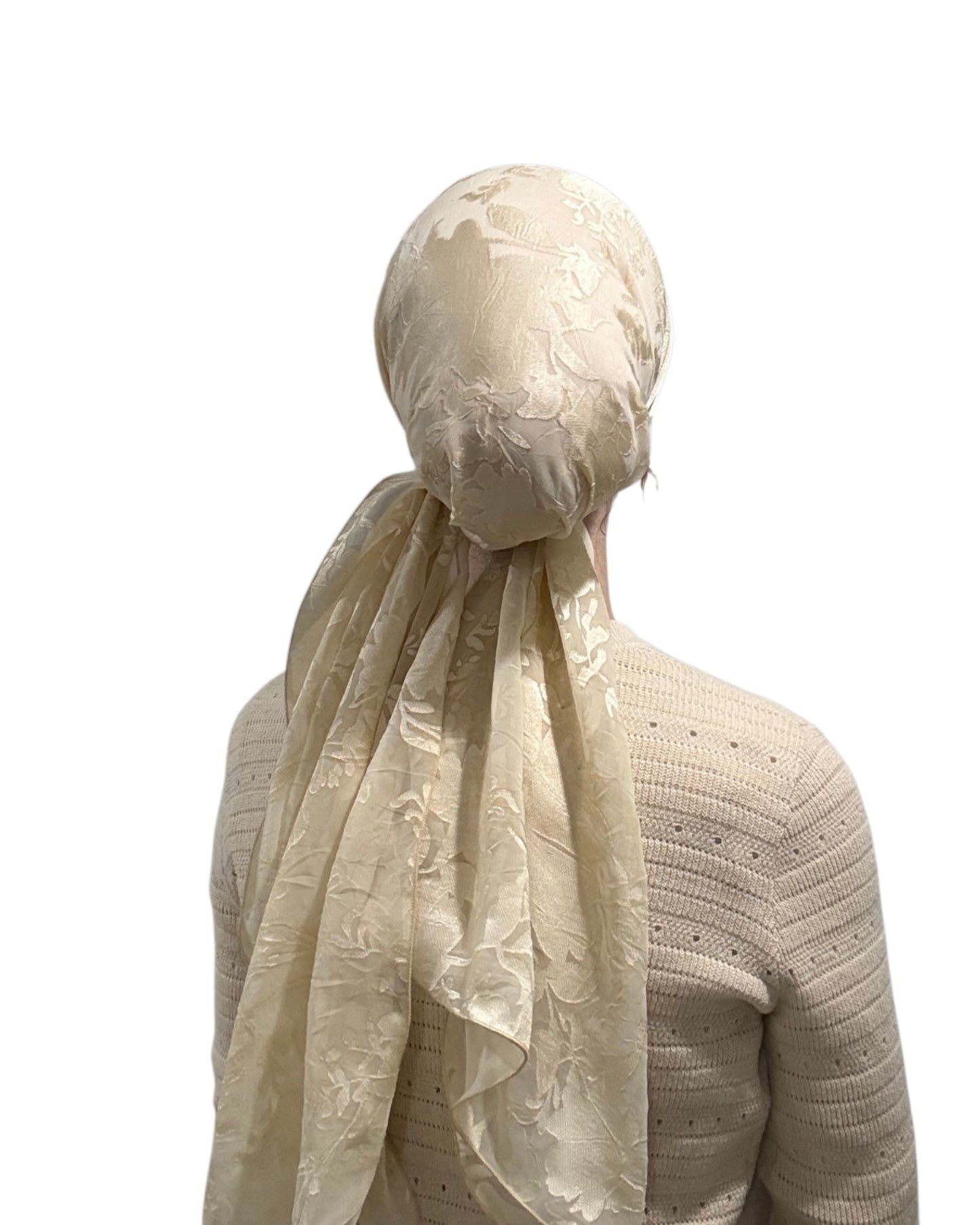 Rinati Lakel Nude Lace Long Scarf with Scrunchie