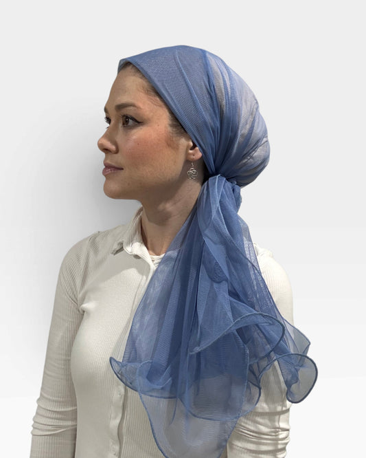 KHM Elegant Tulle Scarf With Scrunchie - Keter Hayofi Mitpachot
