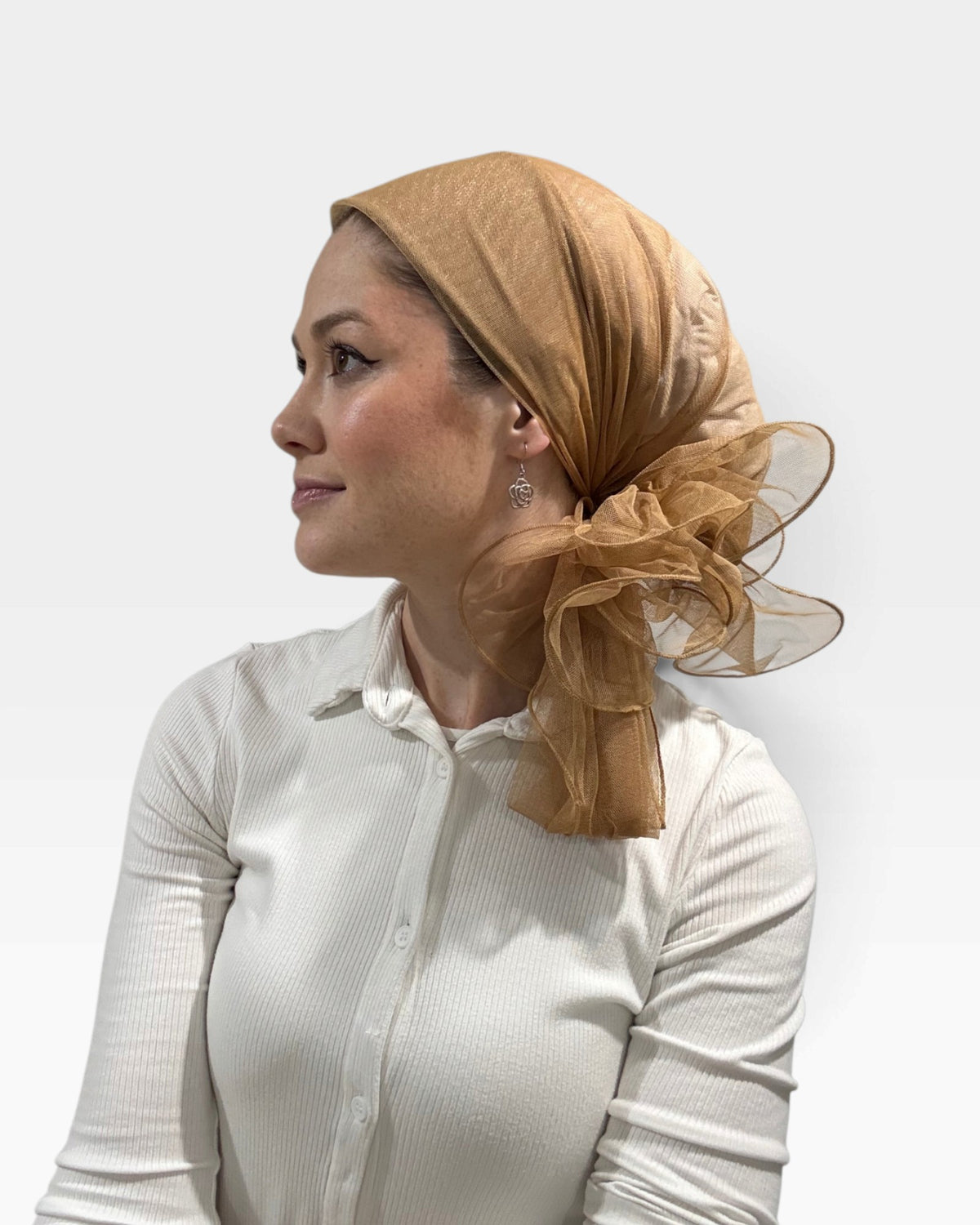 KHM Elegant Tulle Scarf With Scrunchie