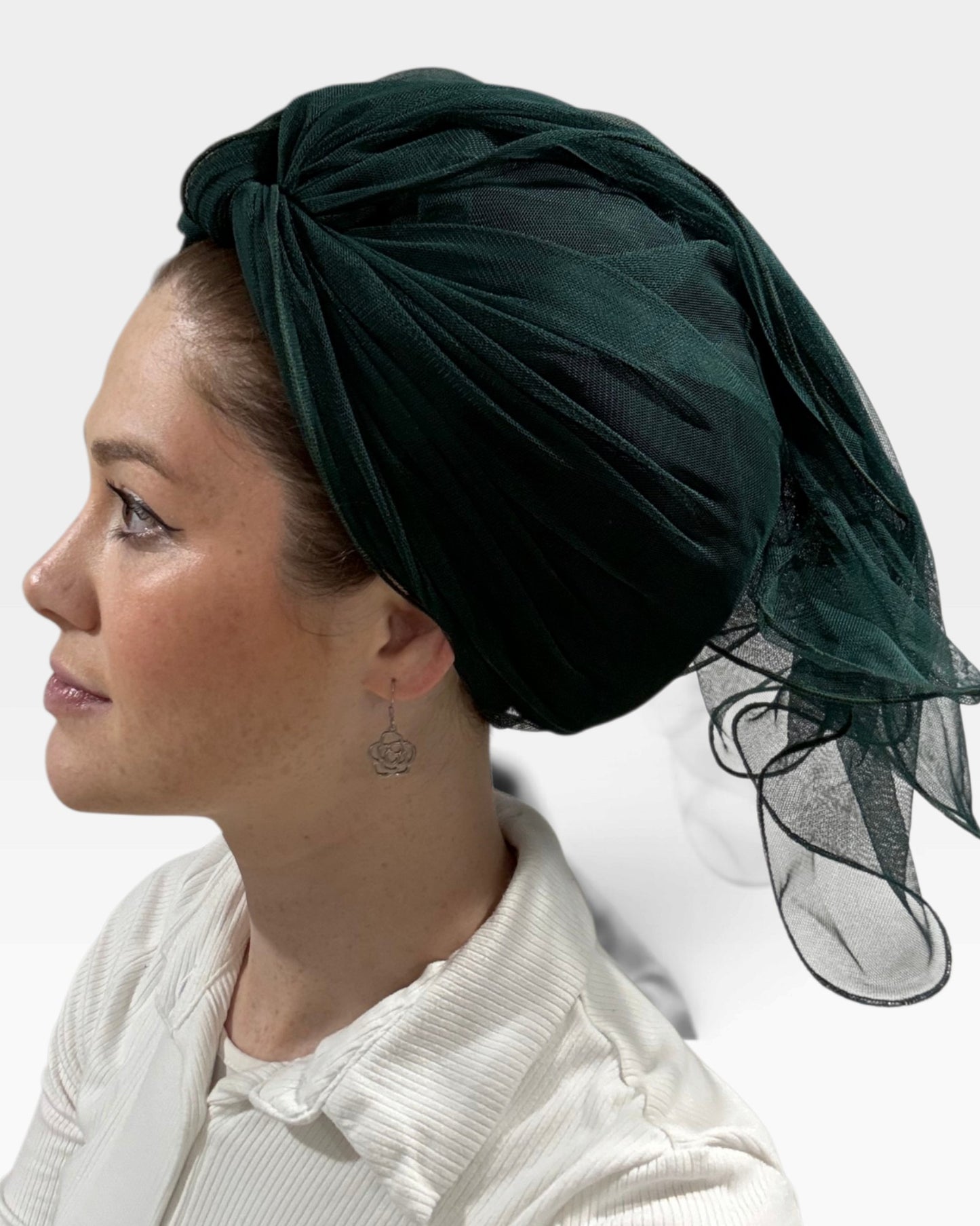 KHM Elegant Tulle Scarf With Scrunchie