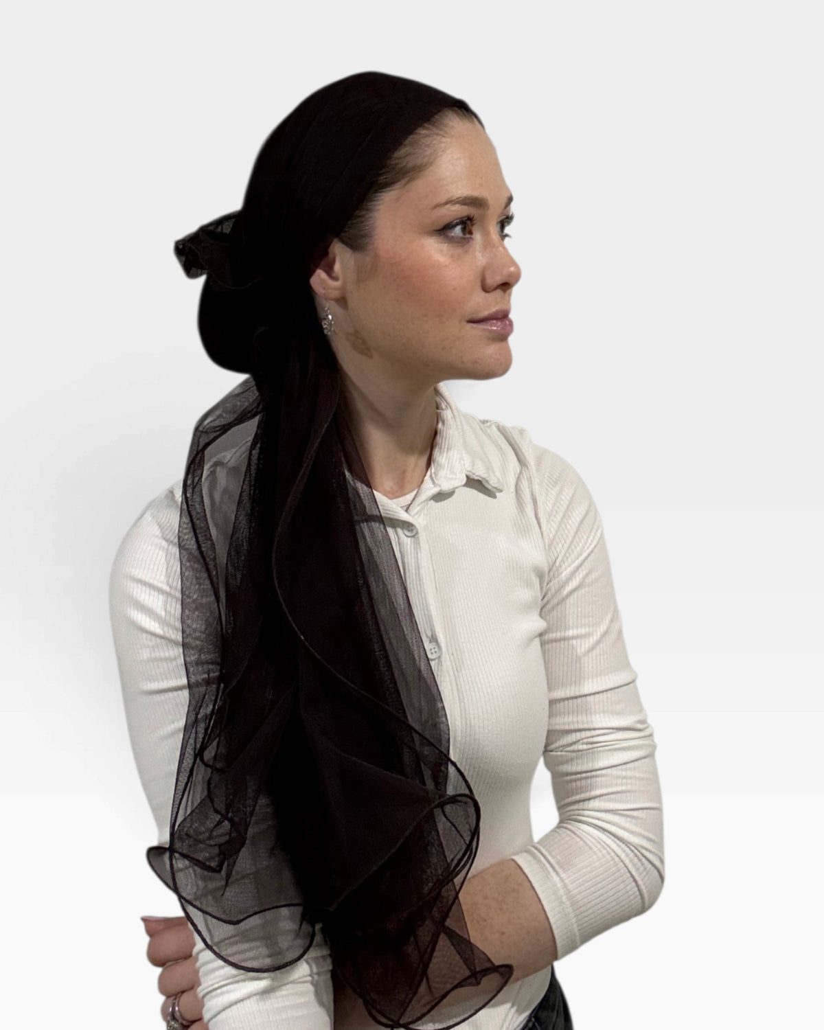 KHM Elegant Tulle Scarf With Scrunchie