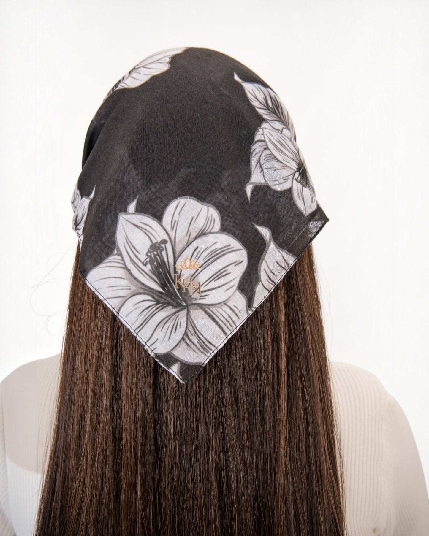 Bloom in Black Pretied Bandana With Grip