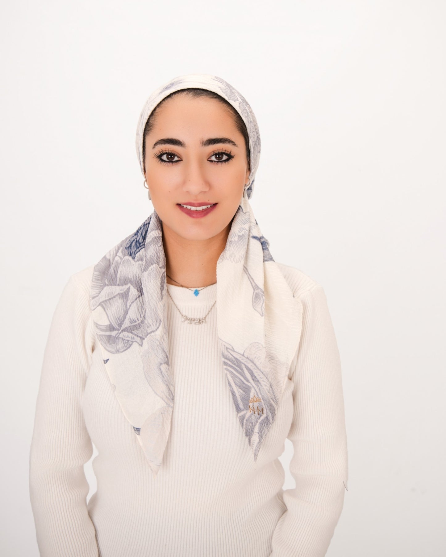 Misty Hydrangea Pretied Scarf- Shorter Tails
