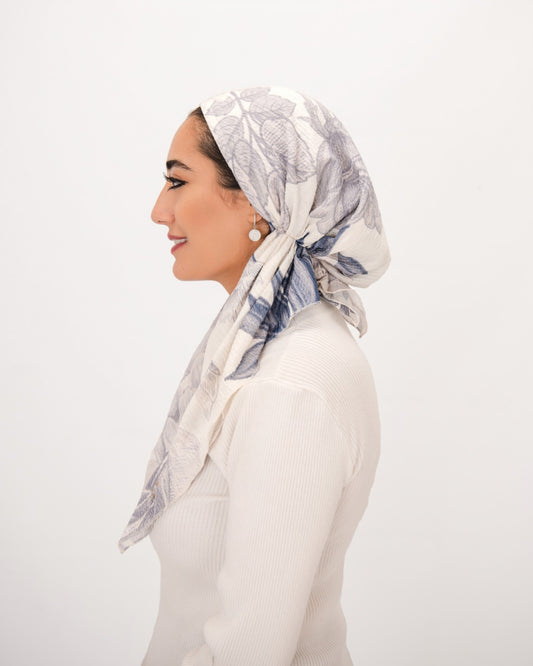 Misty Hydrangea Pretied Scarf- Shorter Tails - Keter Hayofi Mitpachot