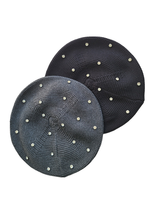 Large Size Cotton Beret with Large Rhinestones - Keter Hayofi Mitpachot