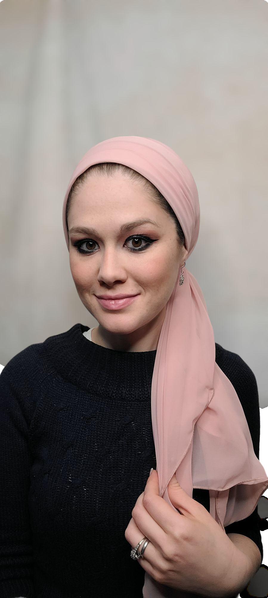 Solid Long Scarf with Scrunchie - Keter Hayofi Mitpachot