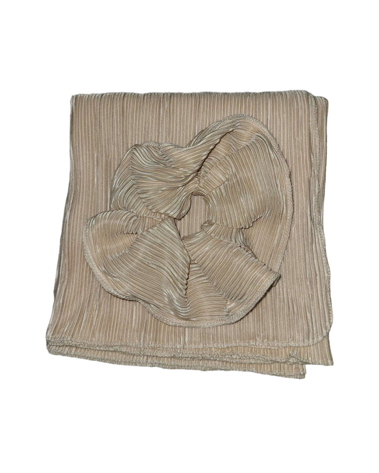 Elegant Pleated Long Scarf with Scrunchie - Keter Hayofi Mitpachot