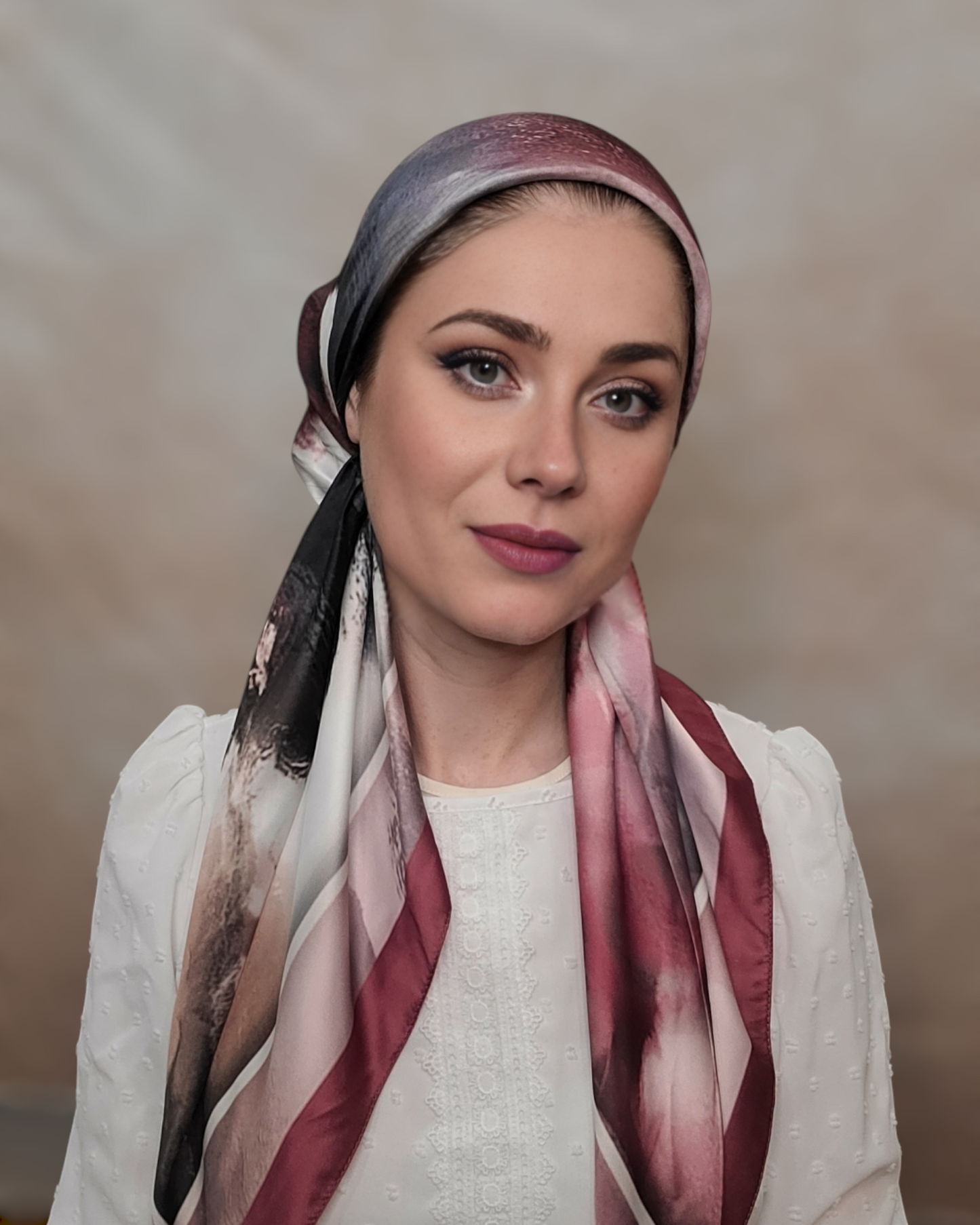 Wine & Sea Pretied Adjustable Scarf