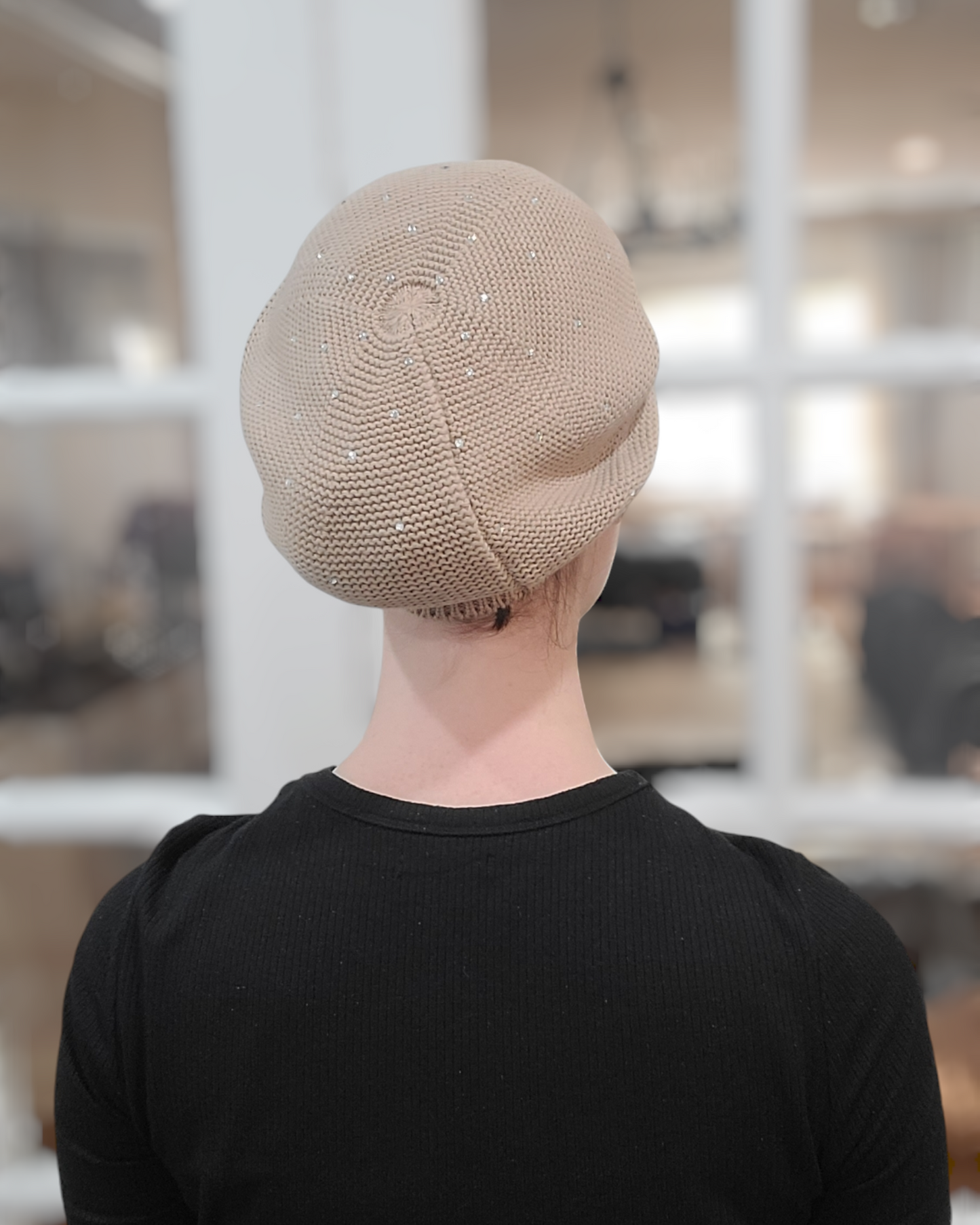 Standard Size Cotton Beret with Rhinestones - Keter Hayofi Mitpachot