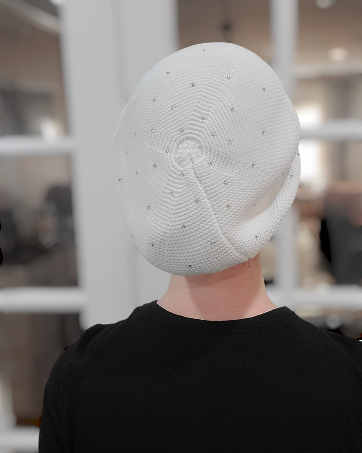 Standard Size Cotton Beret with Rhinestones - Keter Hayofi Mitpachot