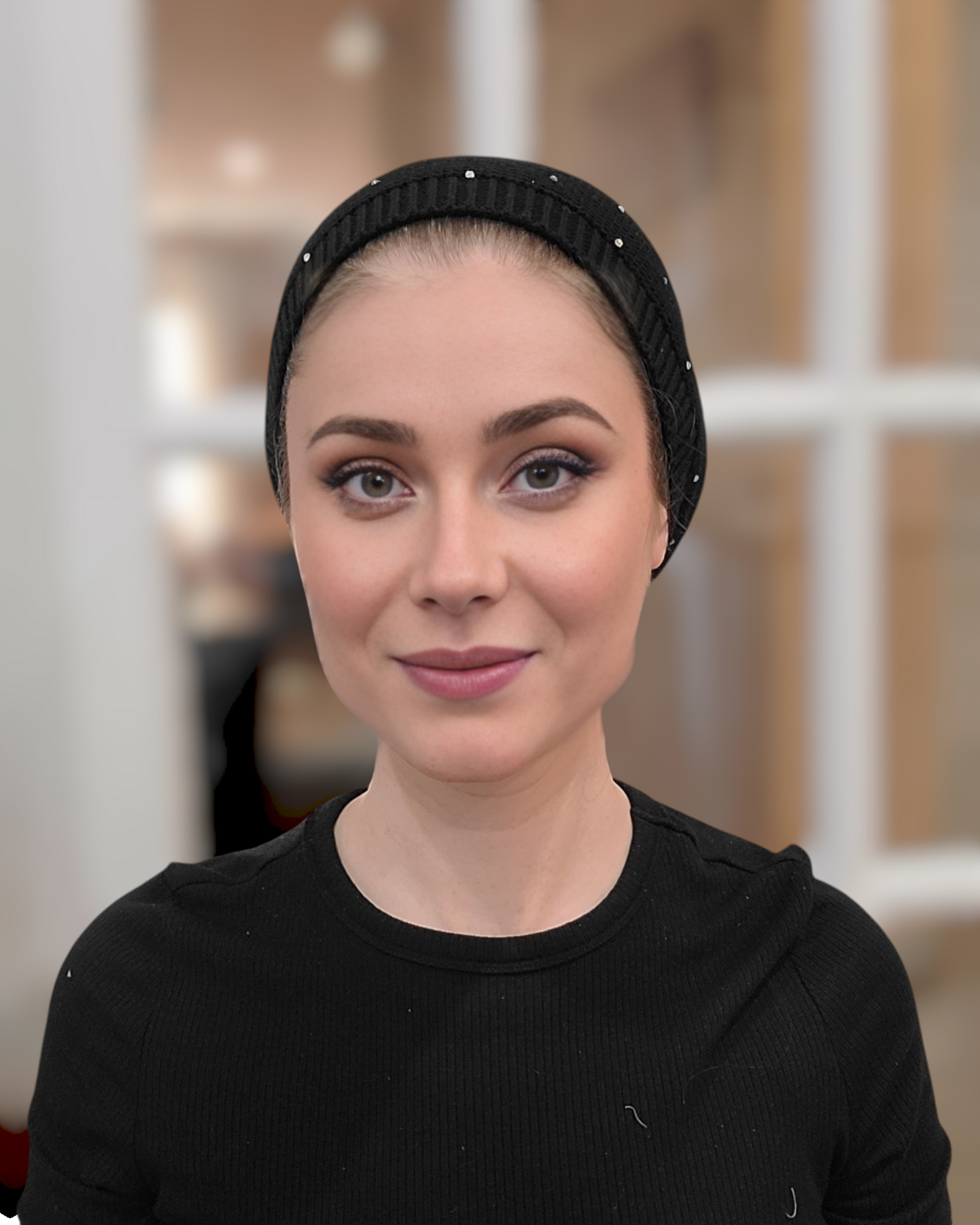 Standard Size Cotton Beret with Rhinestones - Keter Hayofi Mitpachot