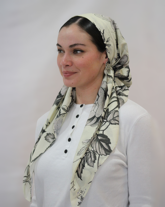 Cream Garden Square Scarf