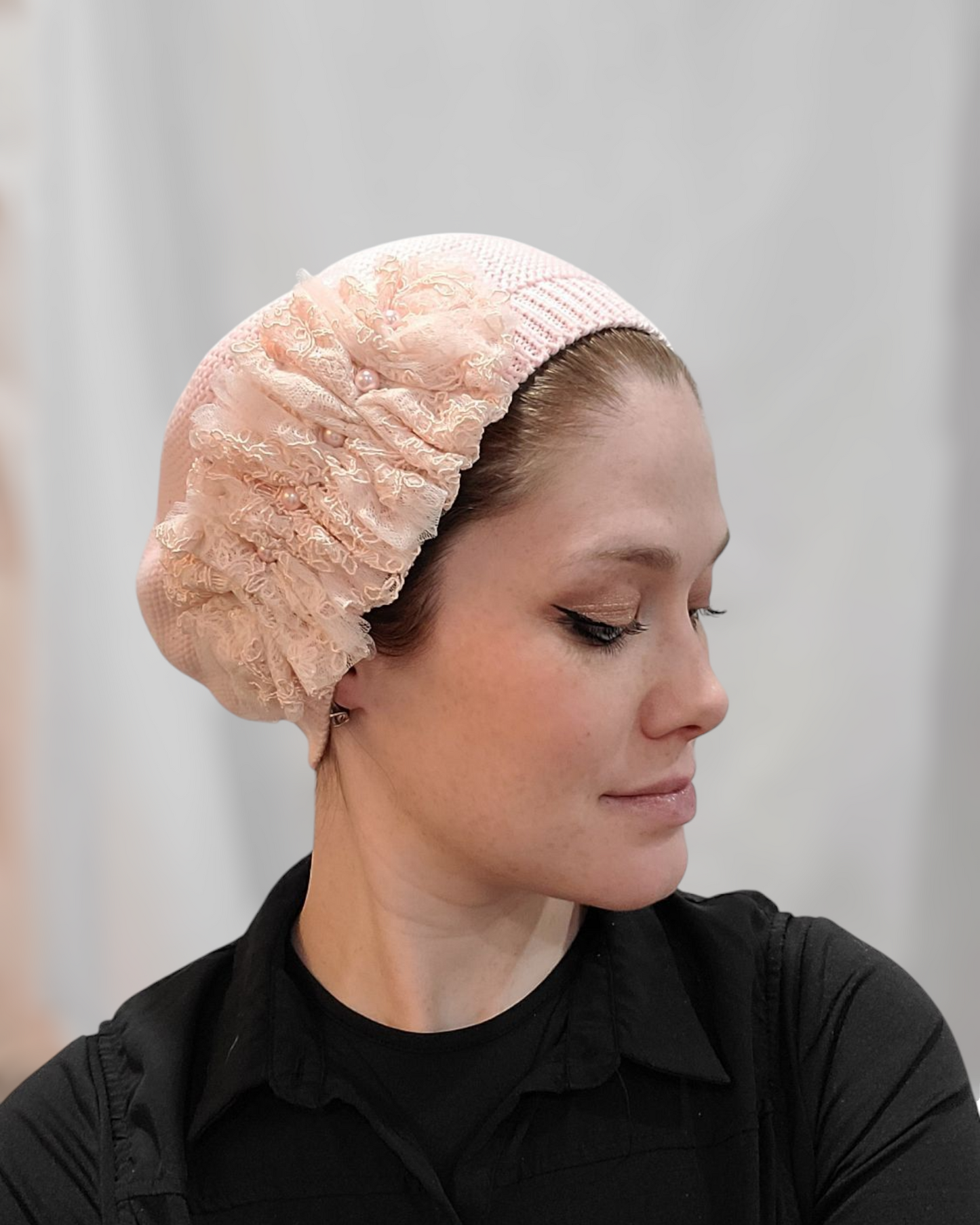 Large Size Pink Cotton French Beret - Keter Hayofi Mitpachot