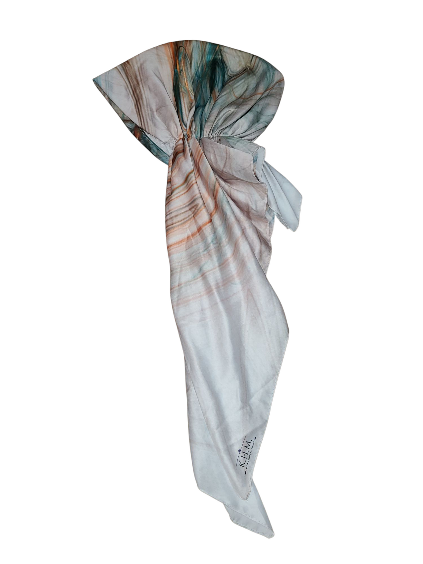 Teal & Caramel Swirls Pretied Adjustable Scarf