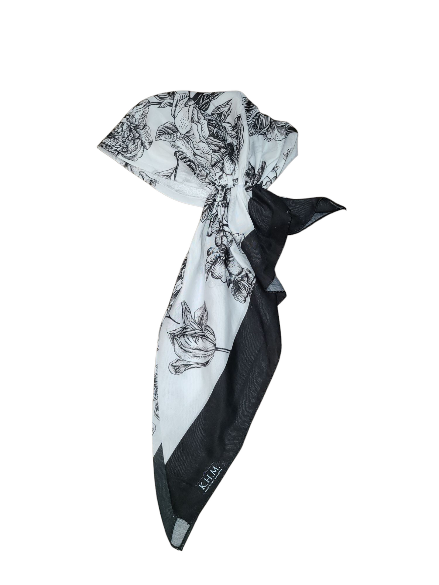 Vintage Pretied Scarf With Black Borders