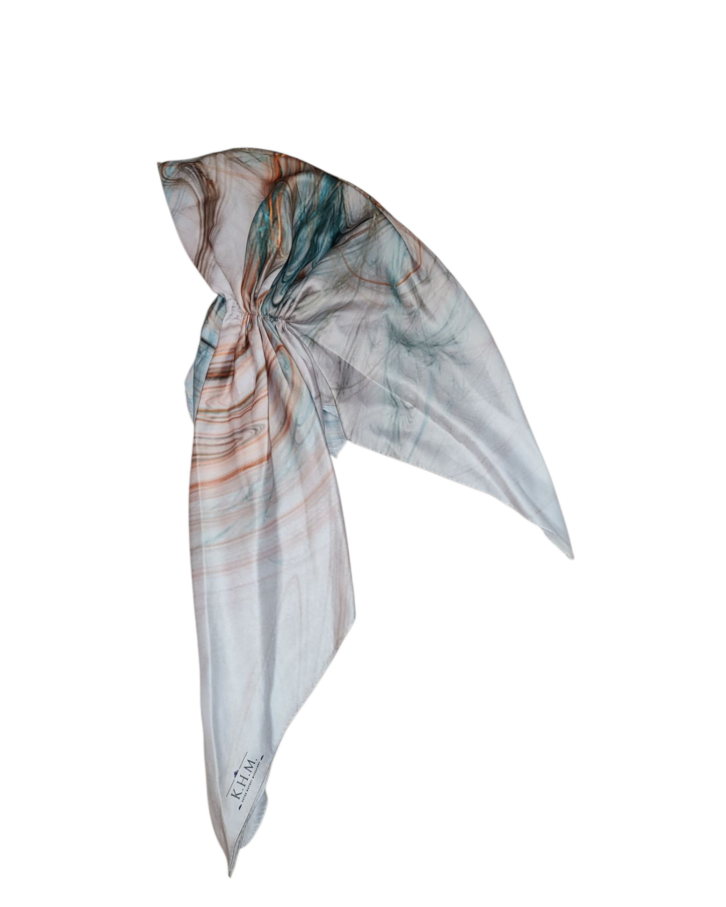 Teal & Caramel Swirls Pretied Adjustable Scarf