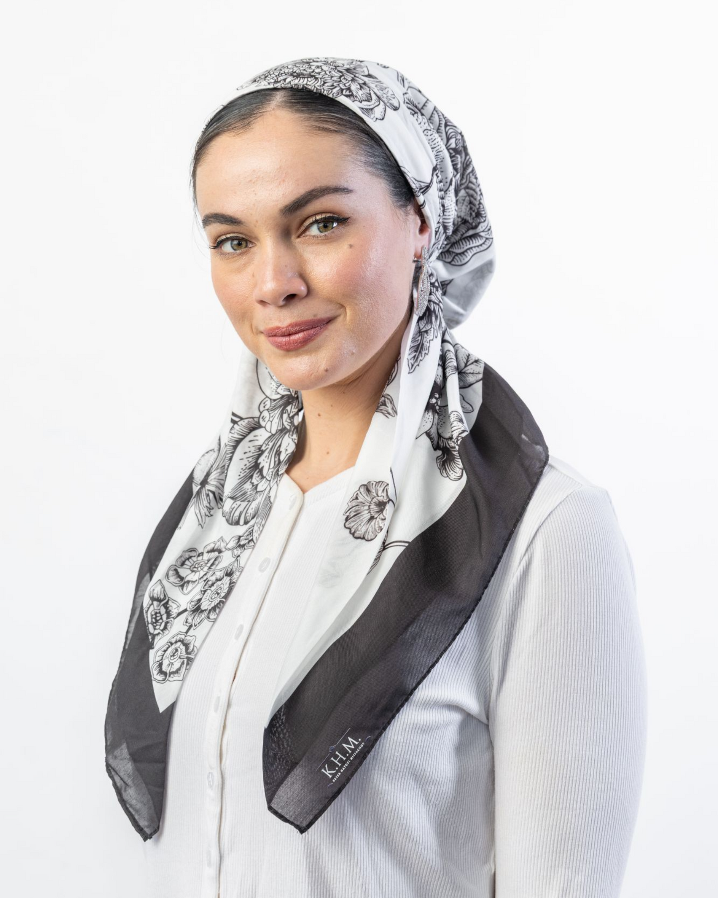 Vintage Pretied Scarf With Black Borders