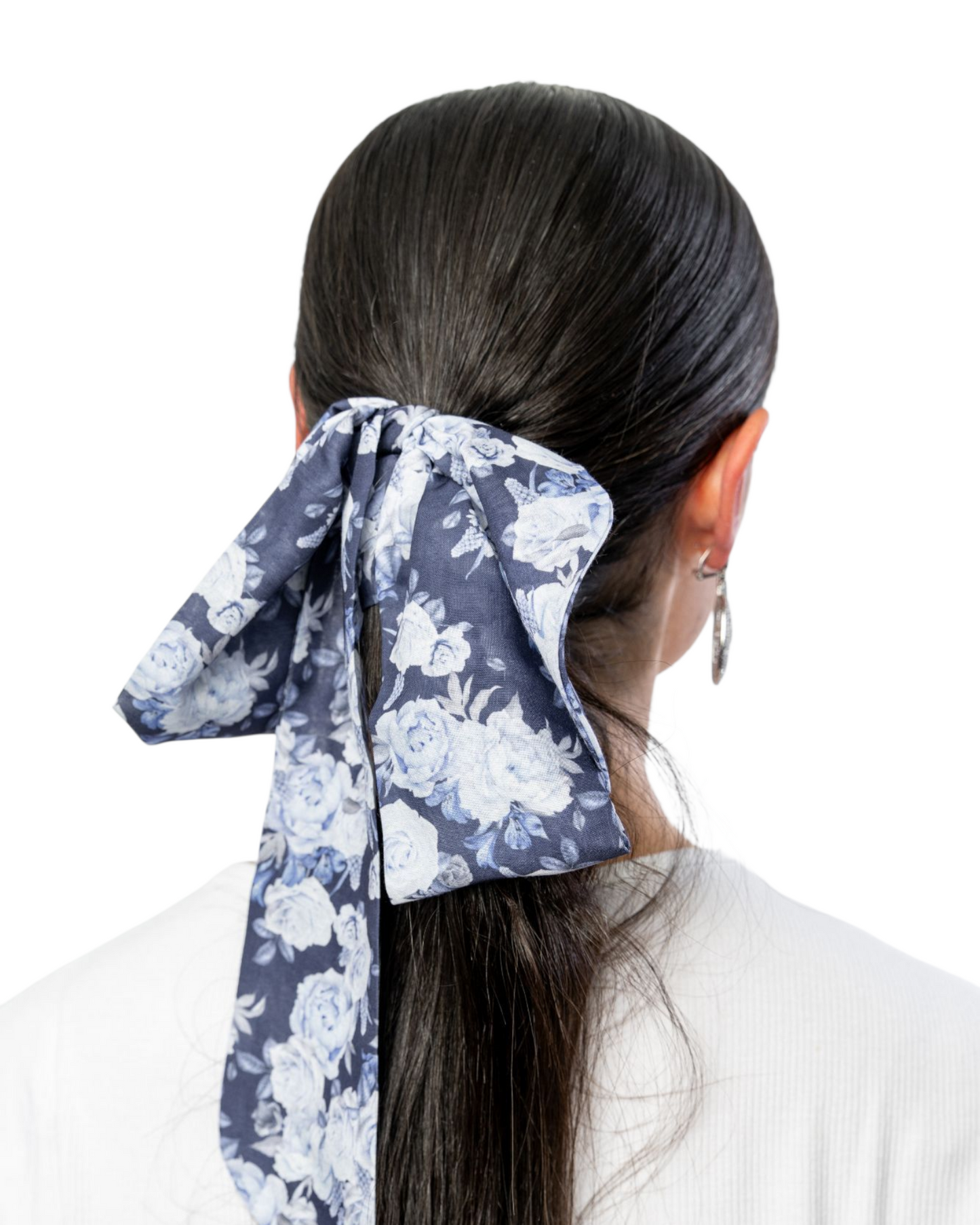 Blue Bells & White Roses Headband Scarf - Keter Hayofi Mitpachot