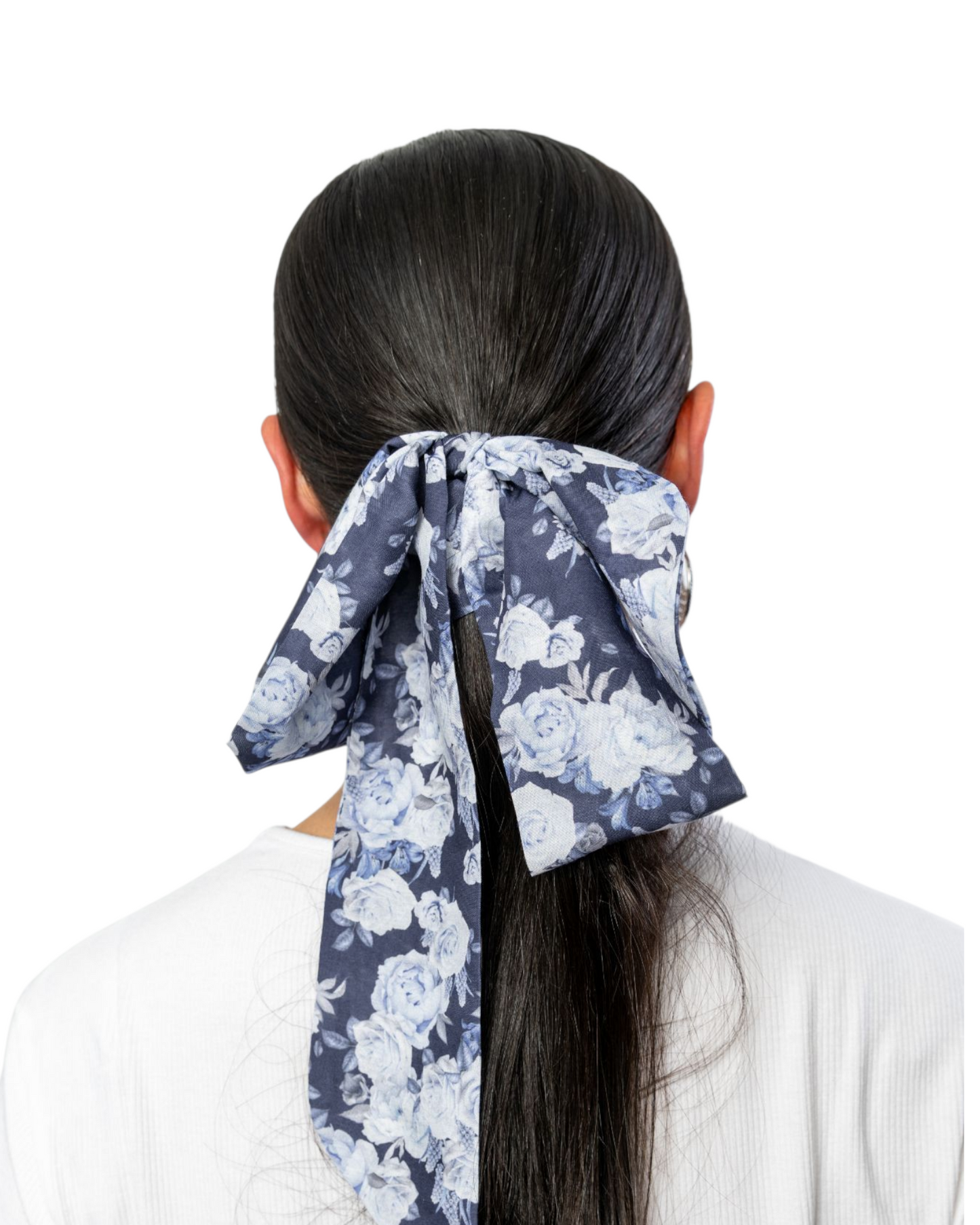 Blue Bells & White Roses Headband Scarf - Keter Hayofi Mitpachot
