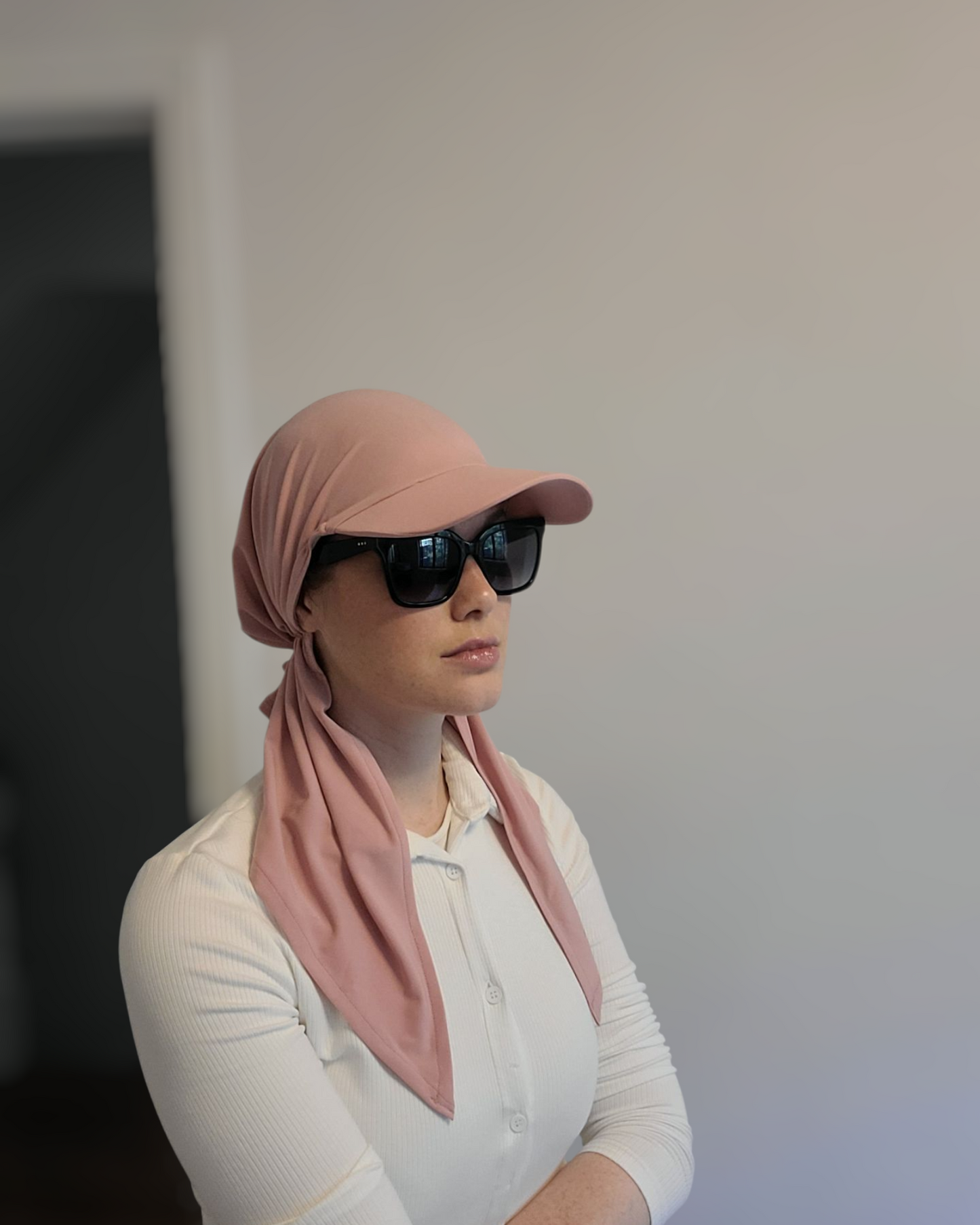 Swimming Pretied Scarf With Vizor With Shorter Tails - Keter Hayofi Mitpachot