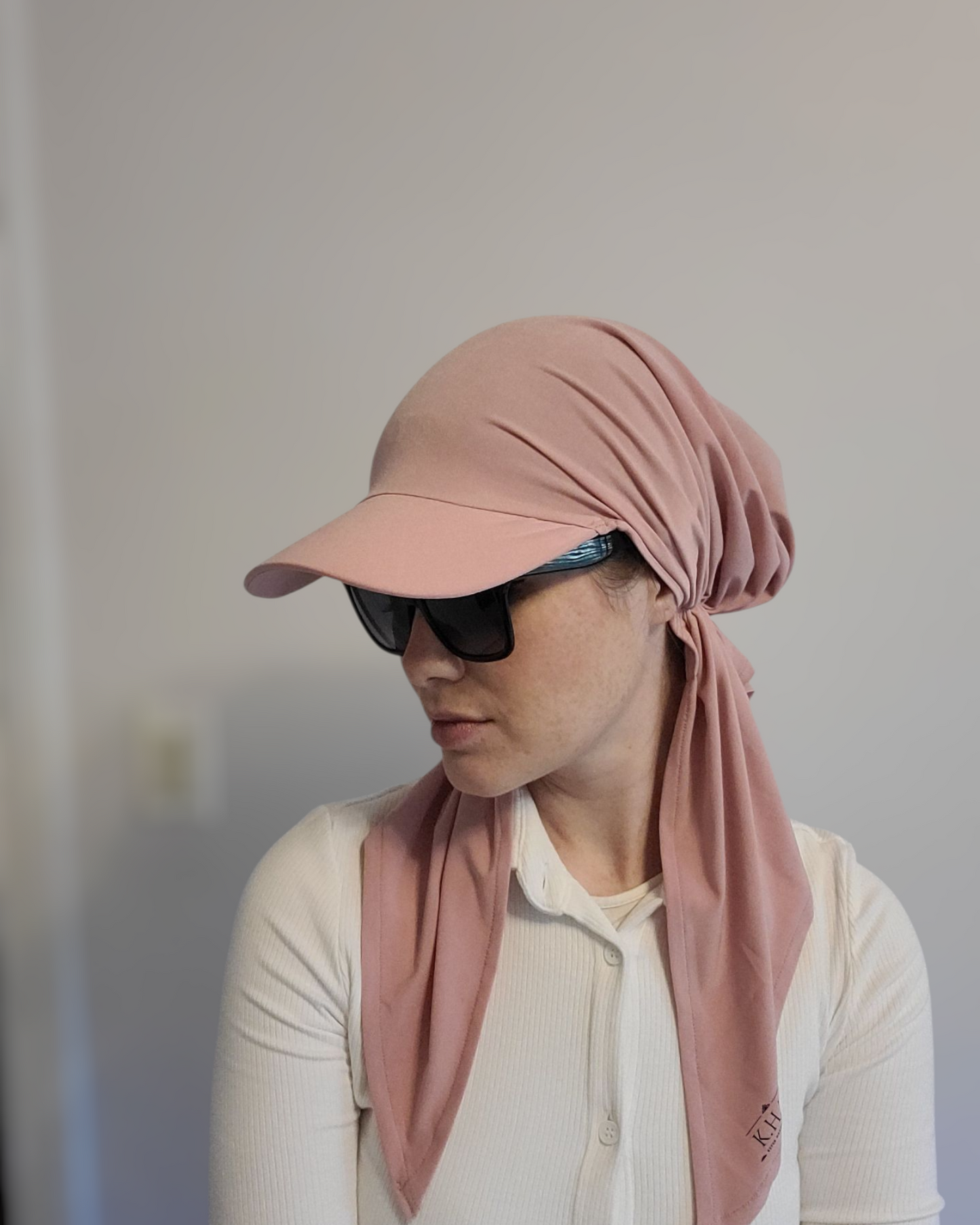 Swimming Pretied Scarf With Vizor With Shorter Tails - Keter Hayofi Mitpachot