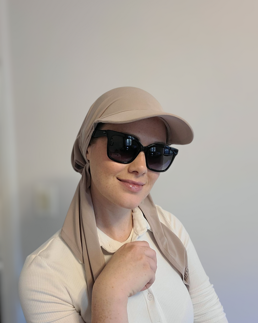 Swimming Pretied Scarf With Vizor With Shorter Tails - Keter Hayofi Mitpachot