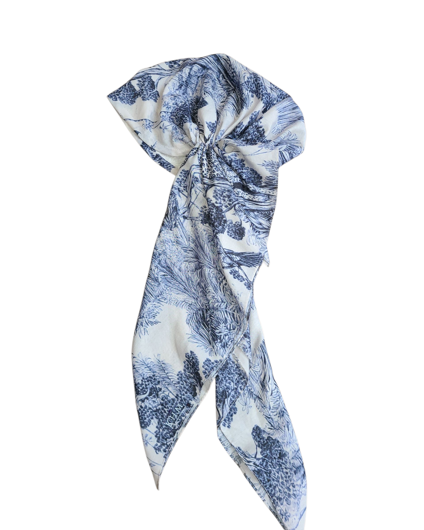 Navy Blue Toile Pretied Scarf