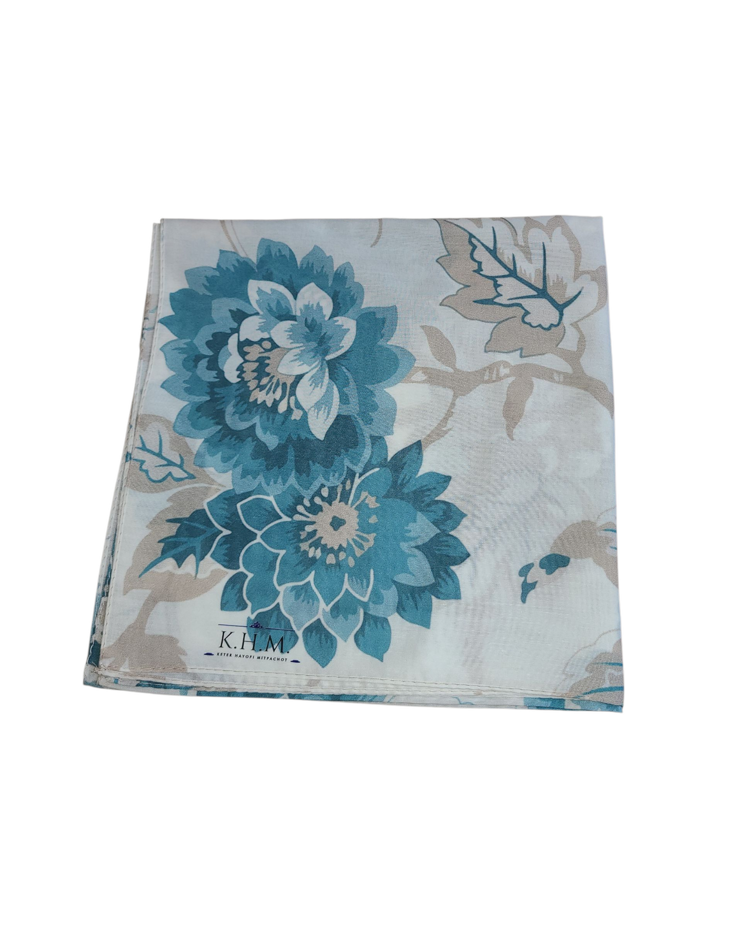 Teal Bouquet Square Scarf - Keter Hayofi Mitpachot