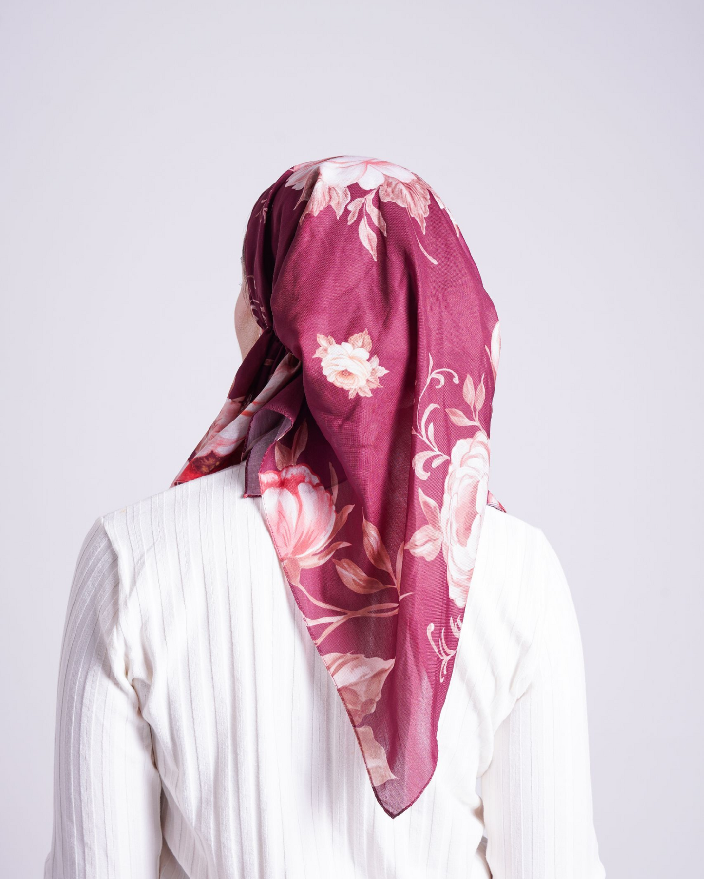 Burgundy Blossoms Pretied Scarf