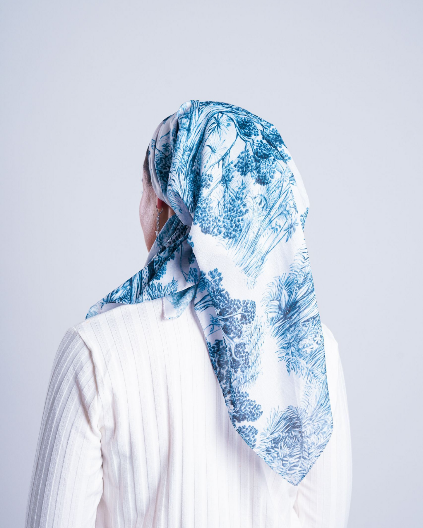 Navy Blue Toile Pretied Scarf
