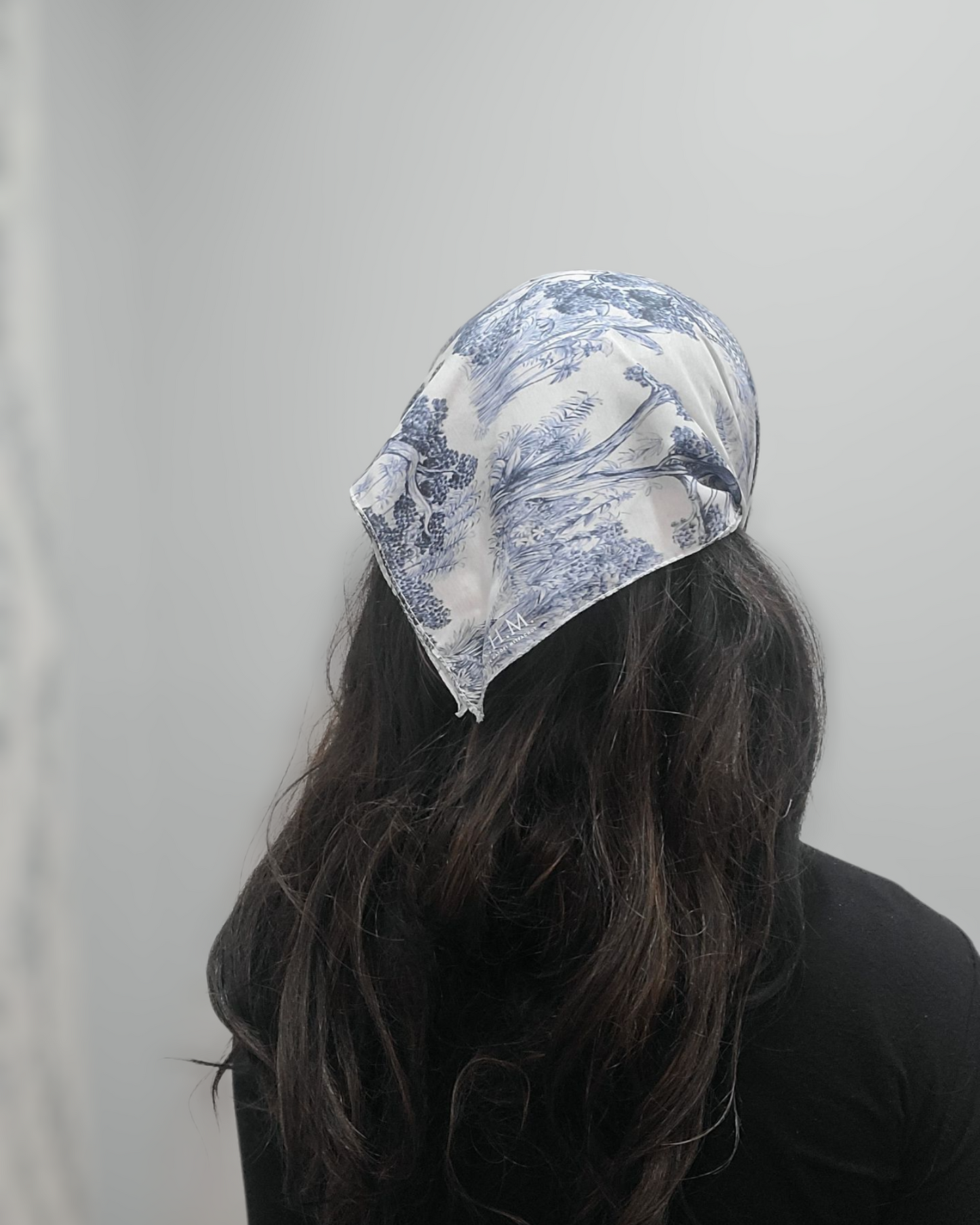 Navy Blue Toile Pretied Bandana