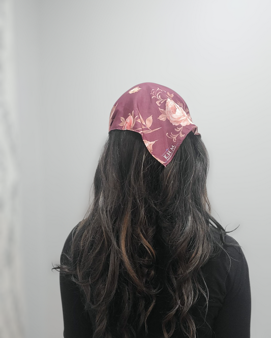Burgundy Blossom Pretied Bandana