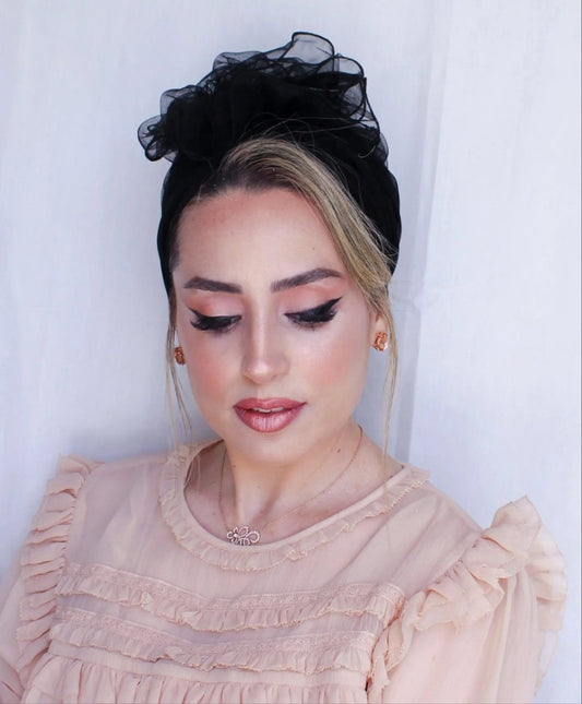 Elegant Turban Hat with Tulle - Keter Hayofi Mitpachot