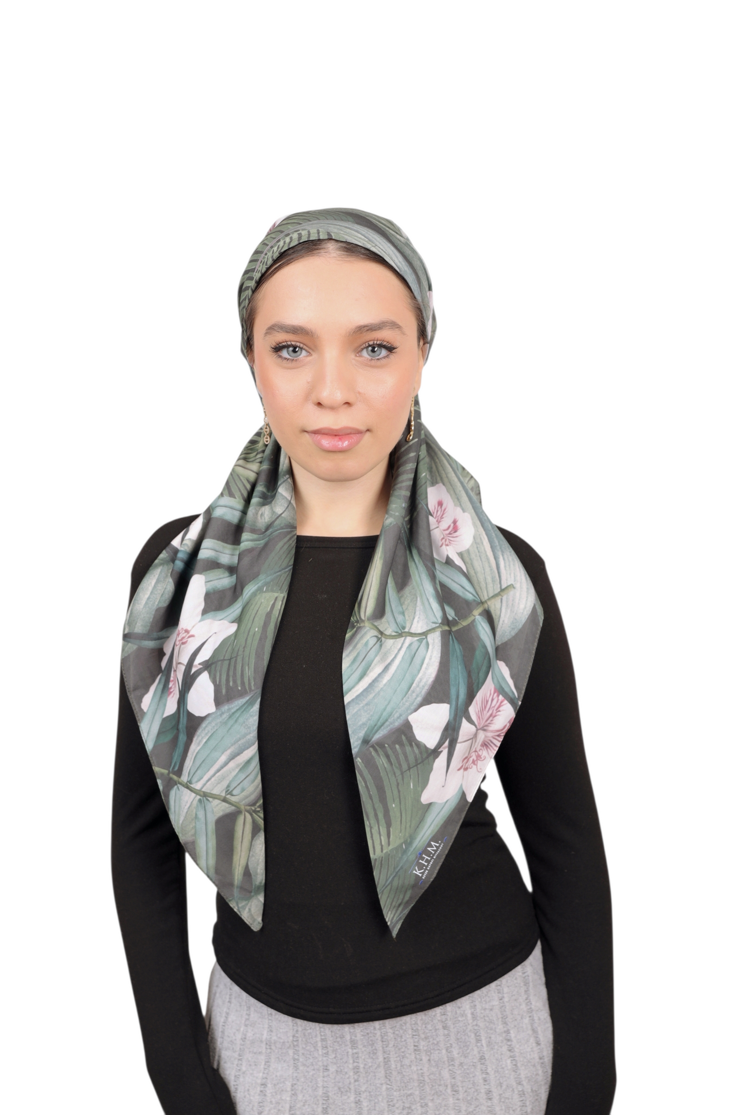 Green Safari Triangle Scarf With Grip