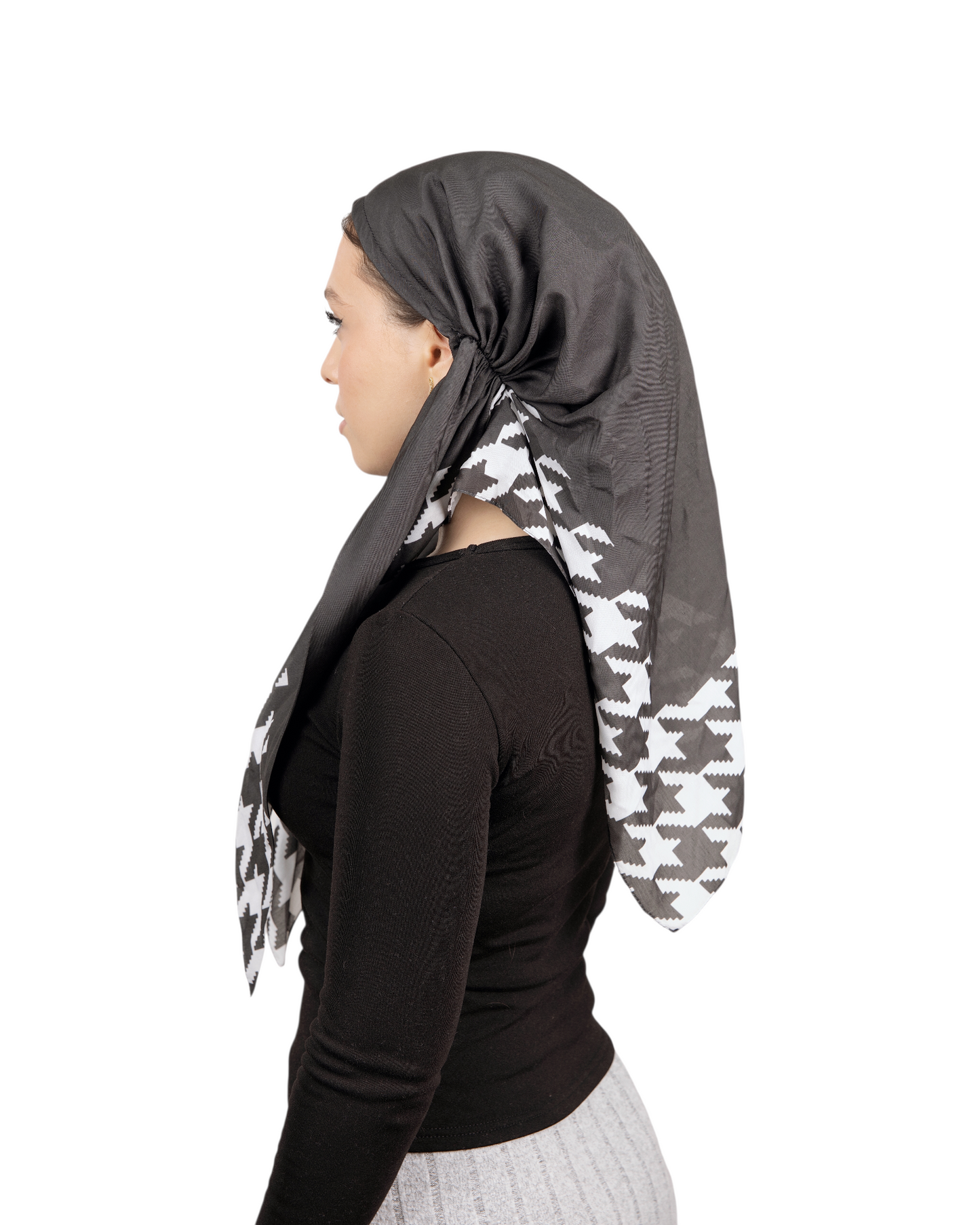 Black Houndstooth Pretied Scarf