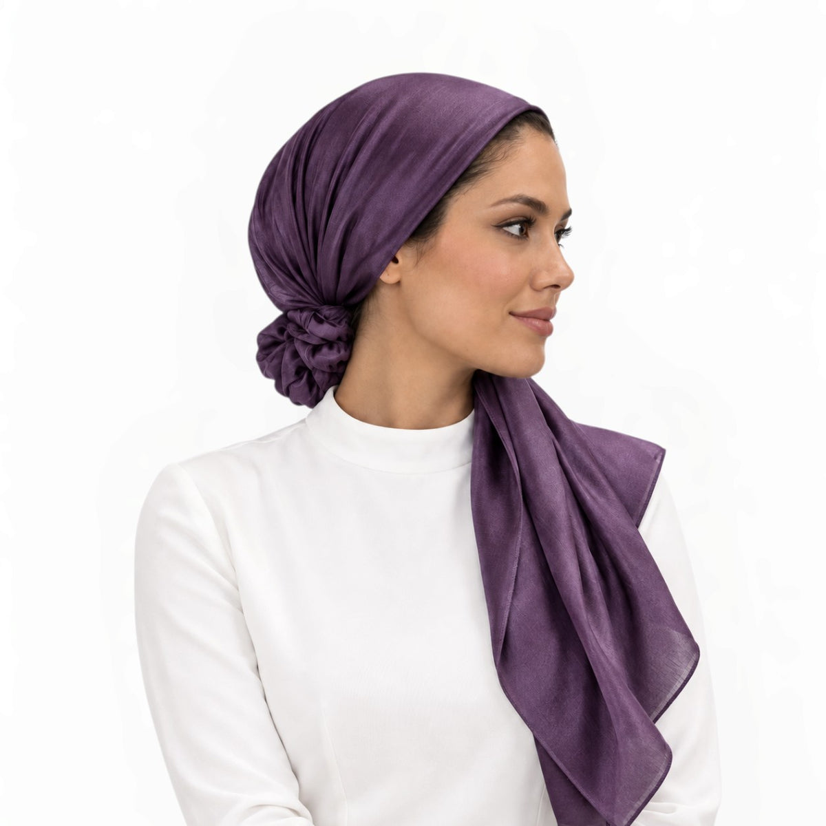 Signature Solid Scarf With Scrunchie - Keter Hayofi Mitpachot