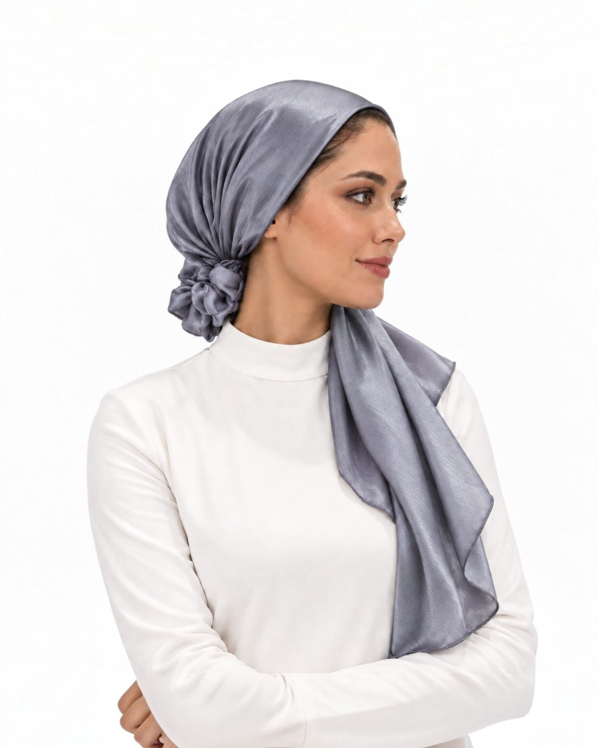 Signature Solid Scarf With Scrunchie - Keter Hayofi Mitpachot