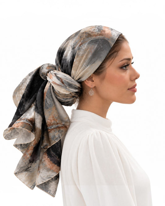 The Lumiere Extra Long Scarf With Scrunchie - Keter Hayofi Mitpachot