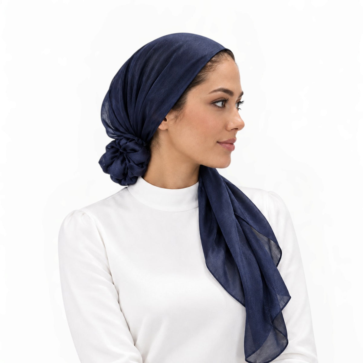 Signature Solid Scarf With Scrunchie - Keter Hayofi Mitpachot