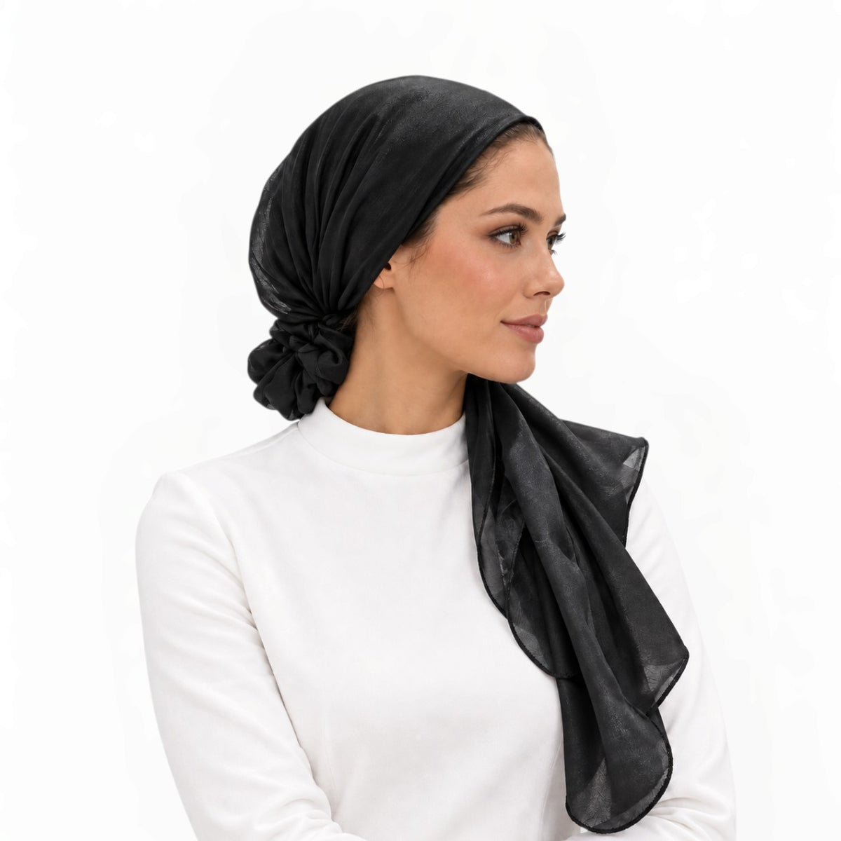 Signature Solid Scarf With Scrunchie - Keter Hayofi Mitpachot